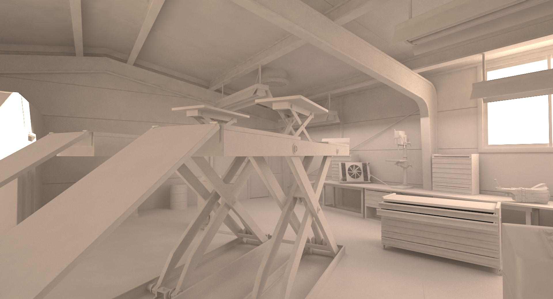 Automotive Workshop Interior - 3D Model - TurboSquid 1407641