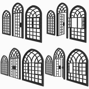 arch windows doors set 3D model