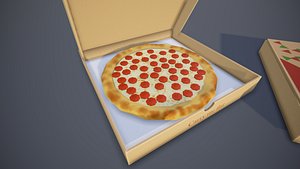 Low Poly Pizza and Box