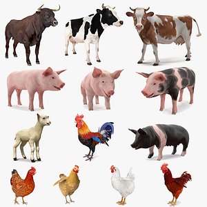 Farm Animals Big Rigged Collection for Cinema 4D