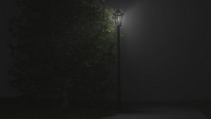 3D model night tree fog