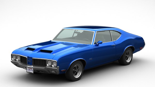 Miniature 1/43 Oldsmobile 4 4 2 1966 - Marque New-Ray - Bleu - Occasion