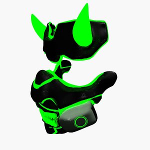 Green-Black Cyberpunk Oni-mask 3D model