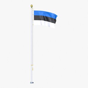 Estonia Flag Stand Pole Animated Loop