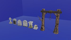 GRAVEYARD ASSETS 2 - LOW POLY - PS1 RETRO STYLE 3D model