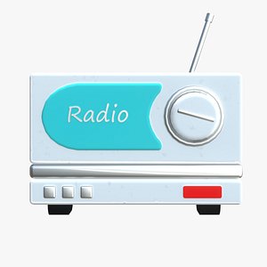 3D Low-poly Small White Cartoon Radio