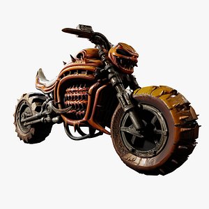 Post Apocalyptic Demon Motorcycle Game Ready 3D Model