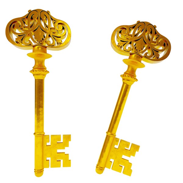 Antique gold key 3d model model