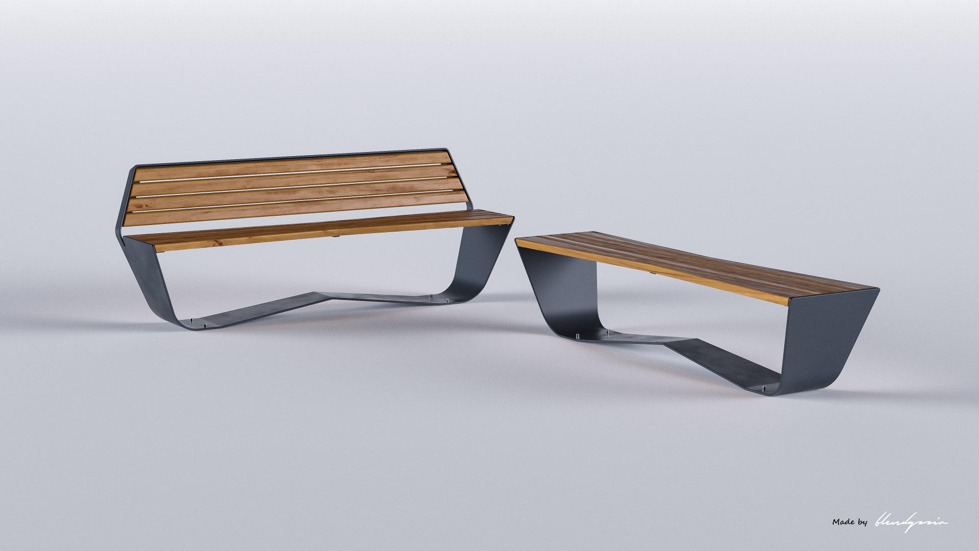 3D PARK MODERN BENCH KARMA WOOD AND METAL model - TurboSquid 1850469