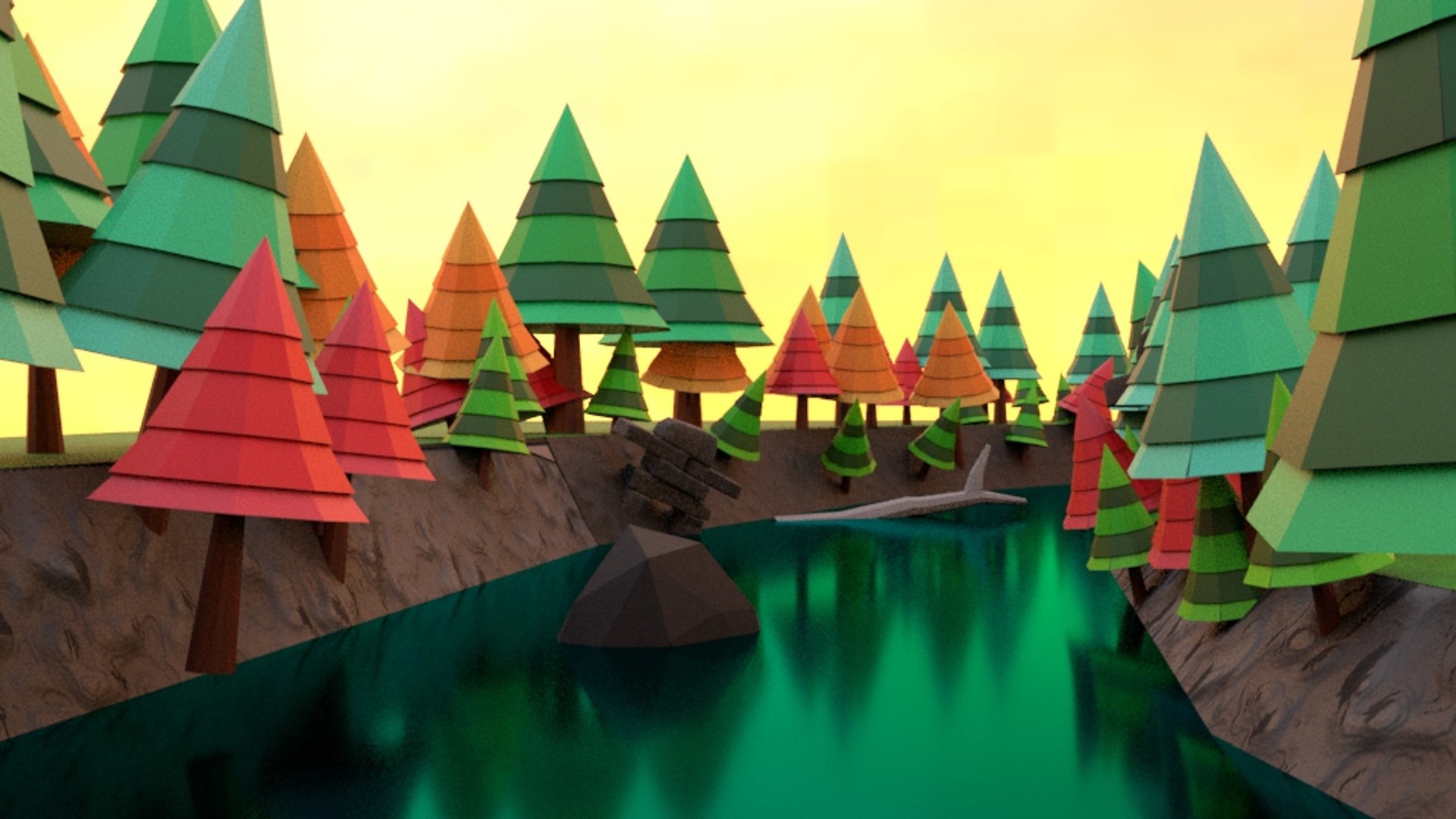 3D Videogame Forest - TurboSquid 1675244