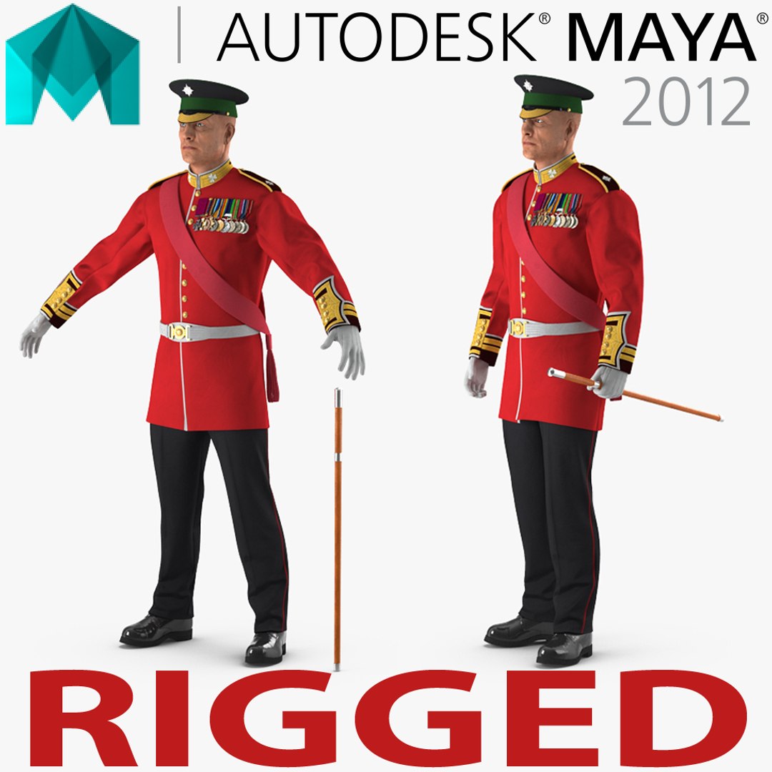 Irish Guard Sergeant Rigged for Maya 3D model preview