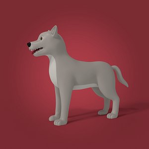 3D model cartoon gray wolf