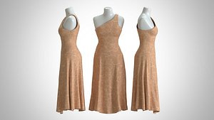 Woman Dress 2 Orange Seamless Circle Drapery 3D