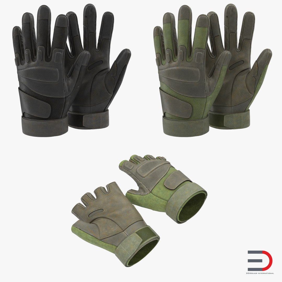 Military Gloves Collection 3D model preview