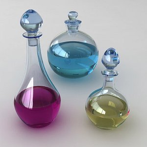 3d magic potions bottles