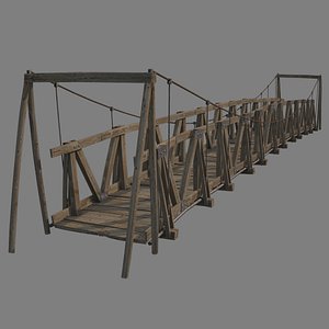 3D wooden suspension bridge model