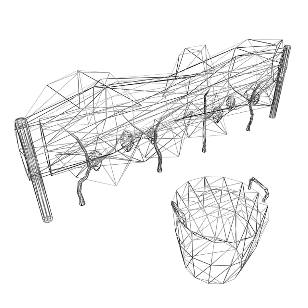 Grapevine Basket Grapes 3d Model