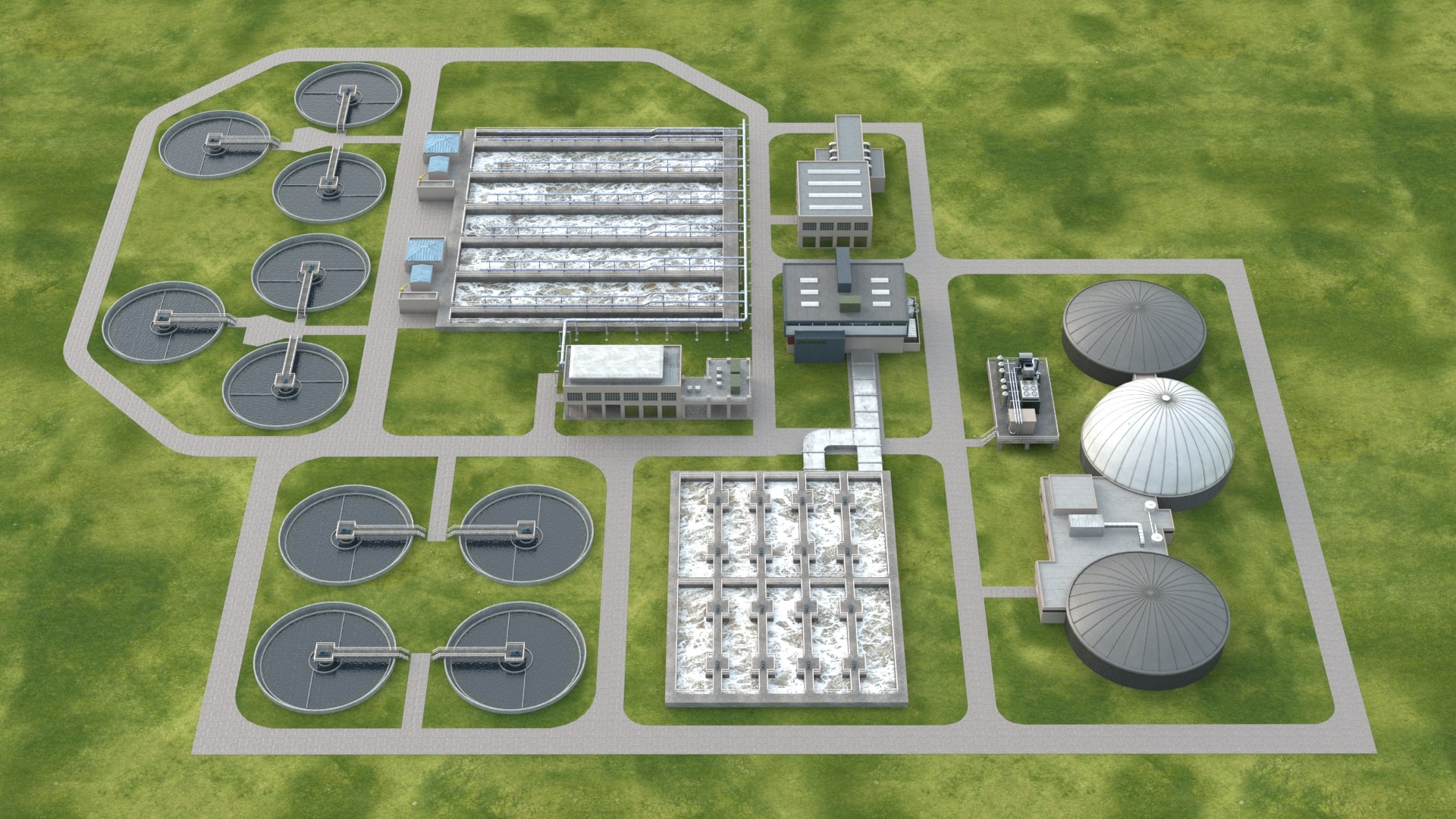 Modern Water Treatment Plant PBR 3D Model - TurboSquid 2278069