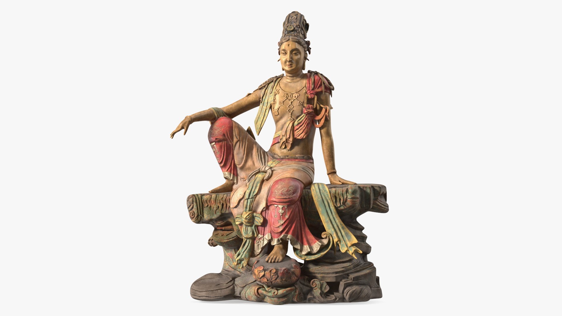 Guanyin Of The Southern Sea Statue for 3D Print 3D model preview