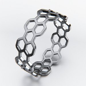 Honeycomb Geometric Ring - 3D Printable Design 3D model