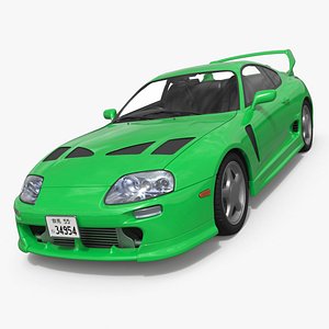 Turbo Sports Coupe With Hood Vents Green 3D