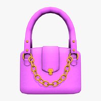 Pink Handbag With Chains Embellishments