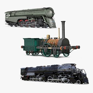 3D model Vintage Locomotives Collection