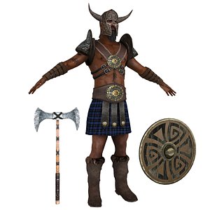 barbarian man shield 3D