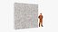 3D Old Brick White Wall With Worker model
