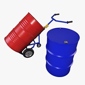 Barrel Truck and Two Barrels