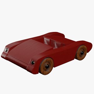 3D wooden painted toy sports car