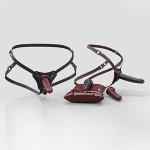 Red and Black Leather female harness set model
