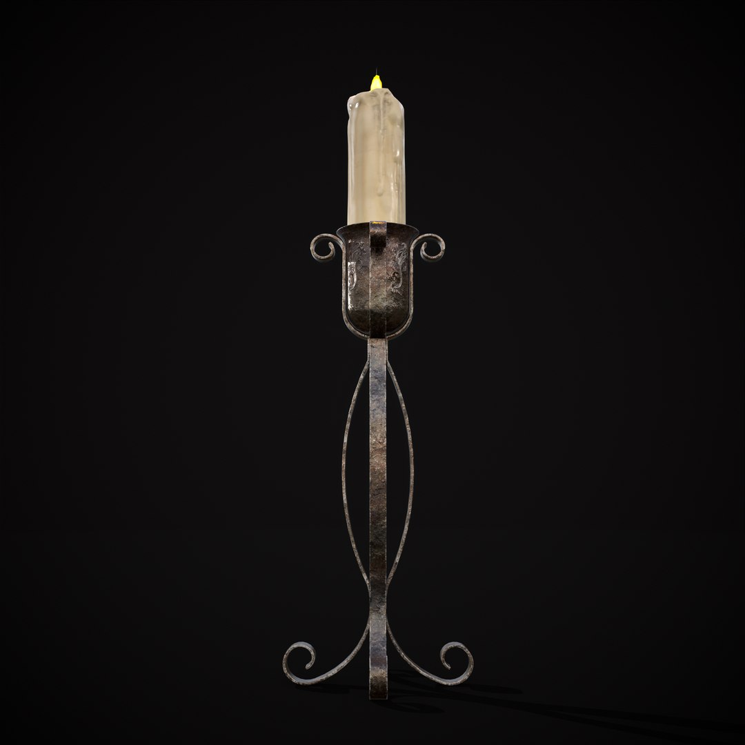 Free Standing Iron Candle Model TurboSquid 2103491