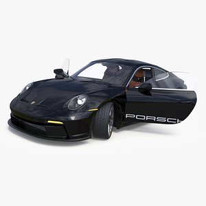 Sport Car Porsche 911 2024 Black Simplified Rigged for Cinema 4D model