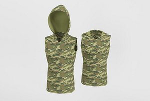 Khaki men's hooded t-shirt