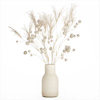 Bouquet of dried flowers from white branches of thistle 546