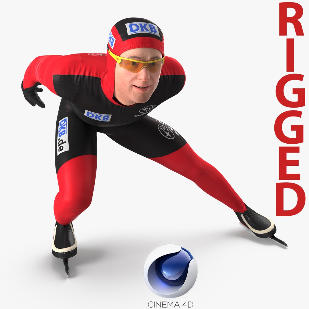 Speed Skater Rigged for Cinema 4D 3D Model 3D model preview