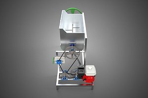 3D model RIBBON BLENDER HORIZONTAL PADDLE MIXING MIXER MACHINE GAS ENGINE