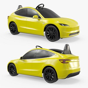 Yellow Kids Electric Ride-On Car 3D model
