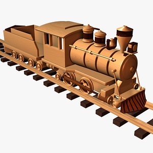 3D wooden train wood model