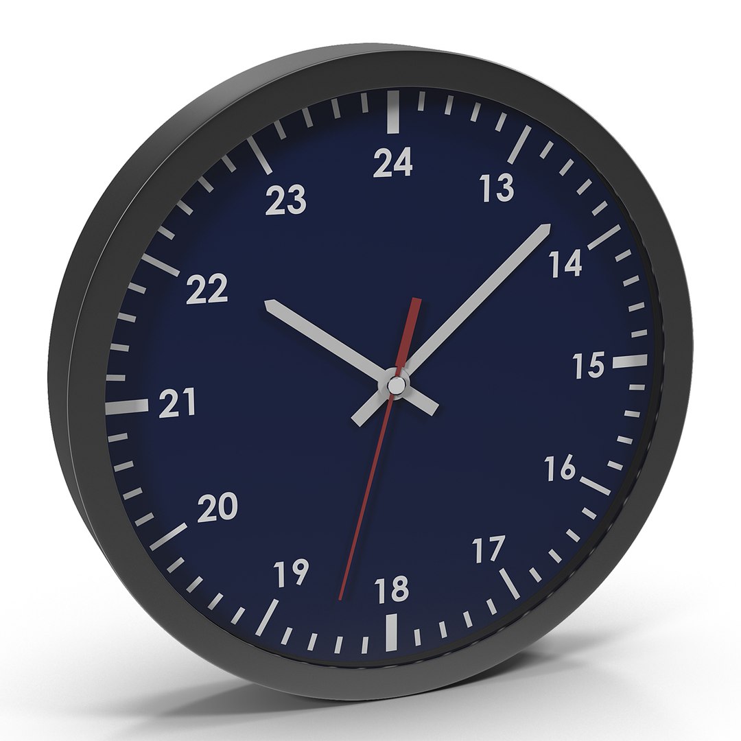 Office Clock Blue 3D Model 3D model preview