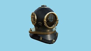 Diving Helmet 08 - Gold Black - Character Design Fashion 3D