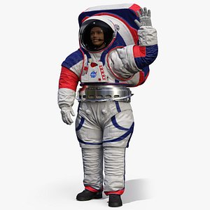 Female Astronaut Spacesuit NASA xEMU Greetings Pose