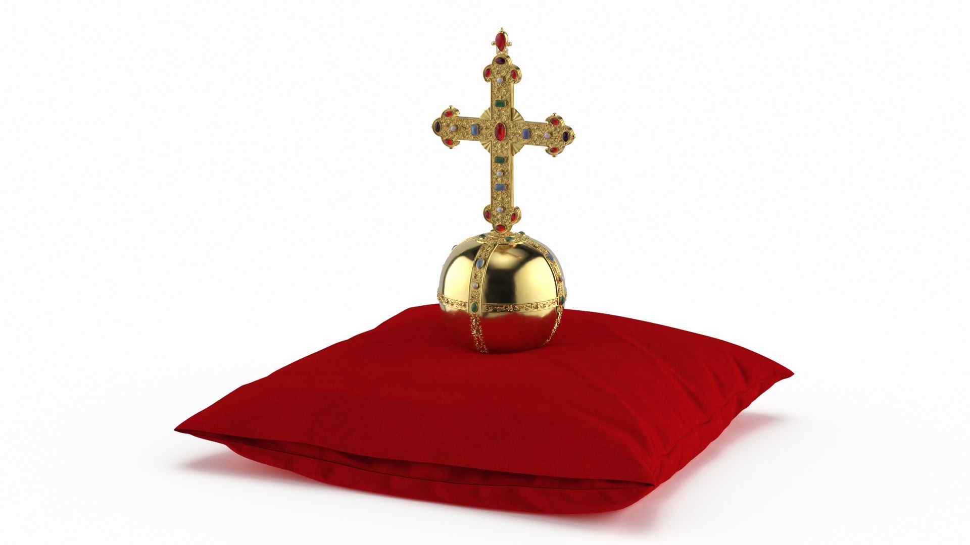 Minimalist Globus Cruciger Displayed on Cushion 3D model preview