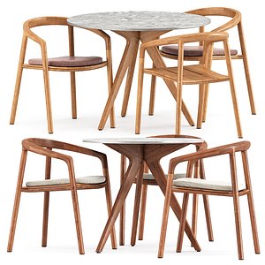 TEASolid armchair and Torsa Teak nero table CF 80 and CF 100