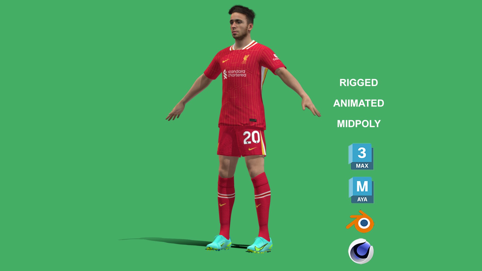 3D 3D Rigged Diogo Jota Liverpool 2025 TurboSquid 2255265