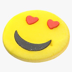 3D Cookie Smiling Face with Heart Eyes 01 model