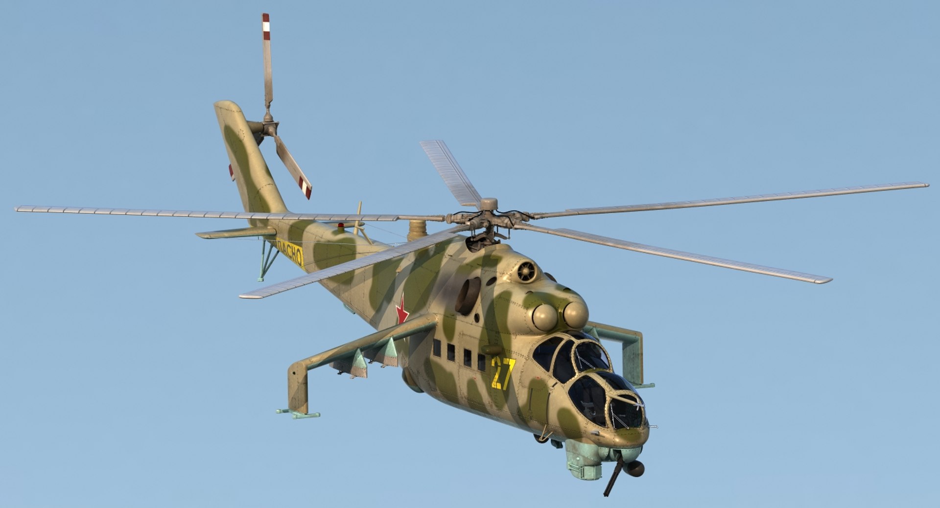 Russian Helicopter Mil Mi-24 Rigged 3D model preview