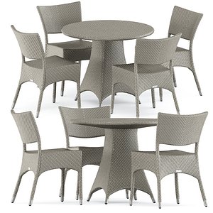 3D model Amari Side chair and Amari Fully Woven table