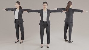 Asian suit woman animation 3D 182 Sara